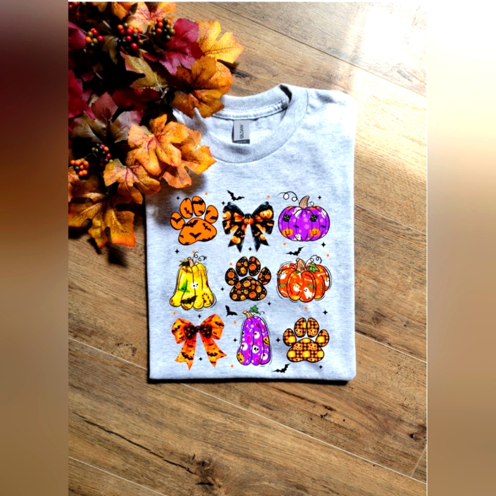 Halloween Pumpkin and Bow Animal Lover Dog Mom Trendy Shirt